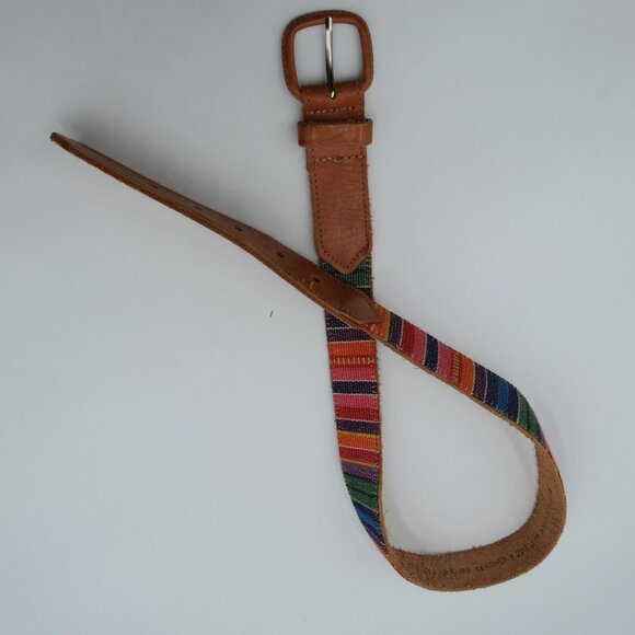 Ashley Moore Belt Womens Small Leather Rainbow Blanket Tapestry Design - Picture 2 of 7